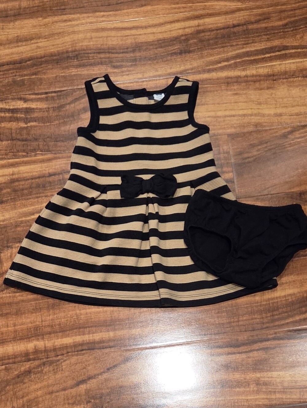 Janie and Jack EUC 18-24 Months Black and Tan Striped Ponte Dress
